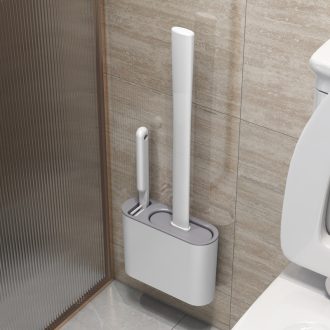 2 em 1 Escova de Silicone para Vaso Sanitário - Base de Banheiro Privada, Alta Eficiência