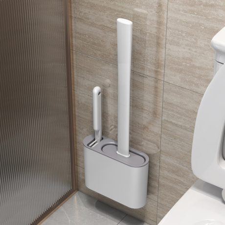 2 em 1 Escova de Silicone para Vaso Sanitário - Base de Banheiro Privada, Alta Eficiência