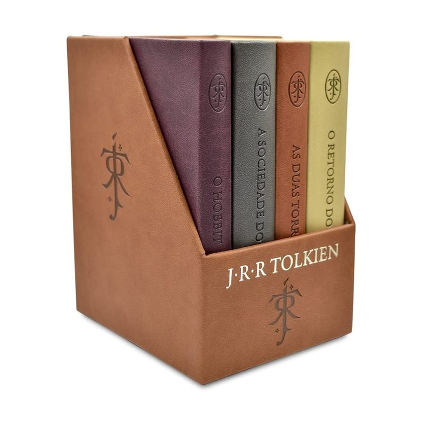 Box Senhor dos Anéis, O Hobbit, 4 Livros, Pocket, Luxo, Couro