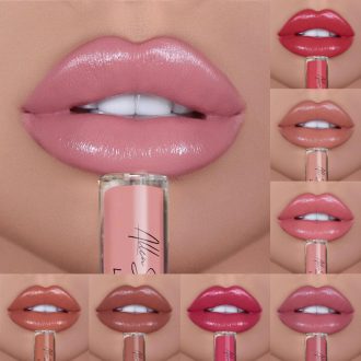 Creme Brilho Labial à Prova d'Água com Longa Duração e Cor Vívida - Beleza Europeu Americano