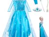 Fantasia Vestido Infantil Elsa Frozen Com Capa E Acessórios Festa Hallowen Crianças