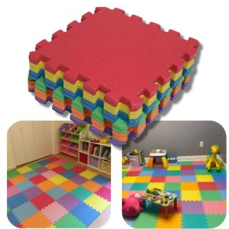 Kit 18 Tapetes EVA 30cm x 30cm Infantil Tatame Fofinho Quarto Crianças Estampado Animais Pelucia