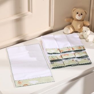 Kit 6 unidades Toalha de Ombro Babete com Tecido Estampado 100% Algodão Atoalhado Felpudo