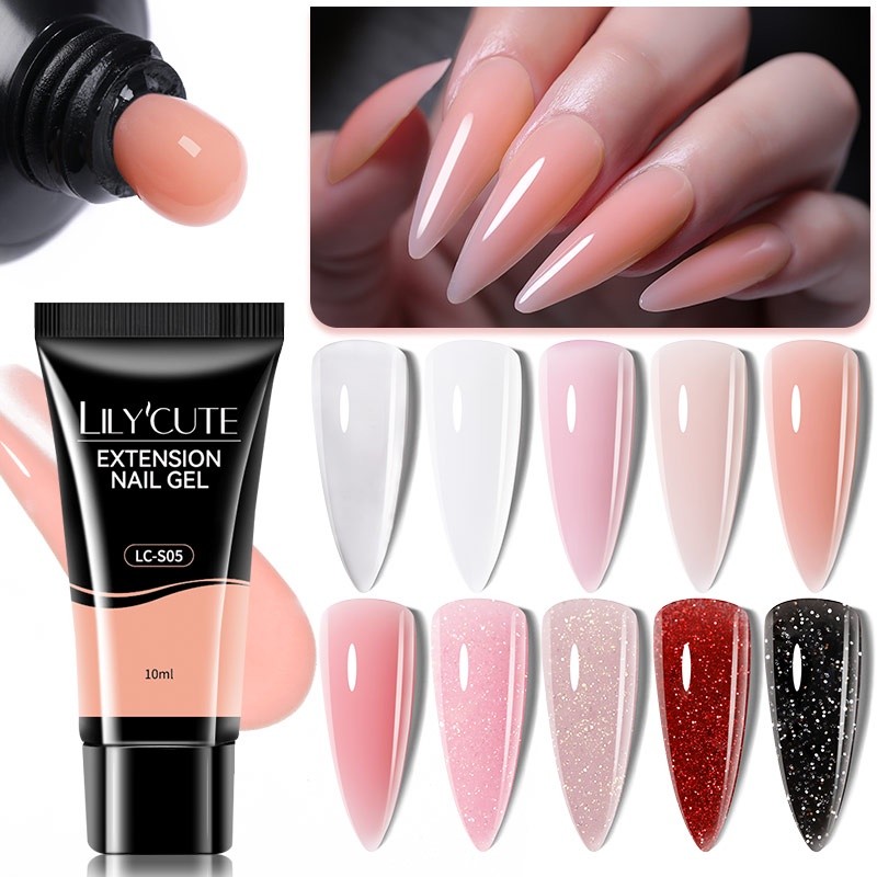LILYCUTE 10ml Extensão De Unhas Em Gel Extensor De Cristal Dicas Poli E Arte De Beleza Para Mais Fortes