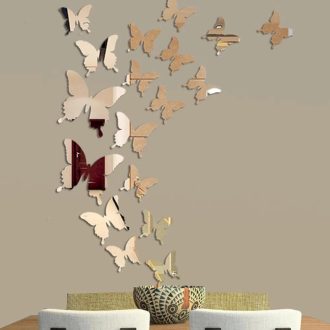 12Pcs/lot 3D Butterfly Mirror Wall Sticker Decalque Decoração De Parede Arte De Casamento Removível Quarto Infantil