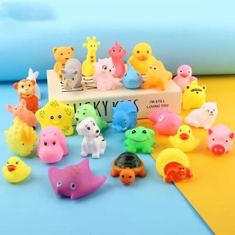 13 Pçs/set Bonito animal Natação Água Brinquedos Criança Borracha Macia fl Aveia Espremendo Som Estridente De Banho Do B