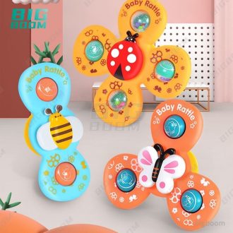 3 Pcs Baby Bath Toy Suction Cup Teether Spinner Top Brinquedos Giratórios Para Crianças