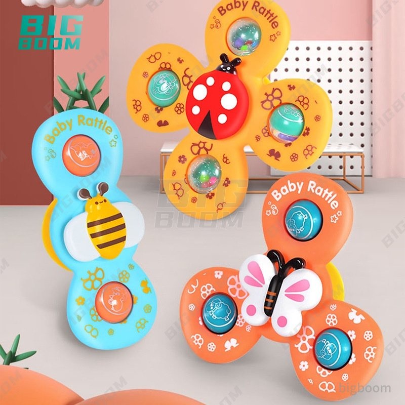 3 Pcs Baby Bath Toy Suction Cup Teether Spinner Top Brinquedos Giratórios Para Crianças