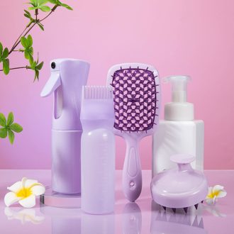 4 Pçs Moda Feminina Conjunto De Cuidados Com O Cabelo Shampoo Escova De + 200ML Garrafa Spray De Alta Pressão + De Óleo