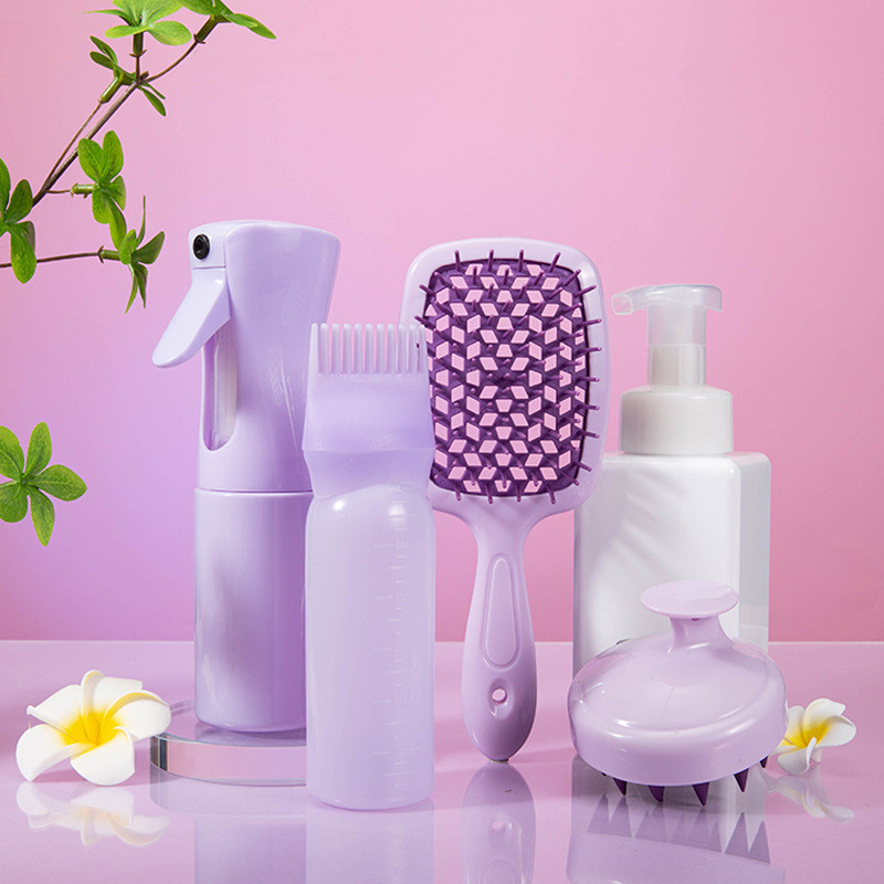 4 Pçs Moda Feminina Conjunto De Cuidados Com O Cabelo Shampoo Escova De + 200ML Garrafa Spray De Alta Pressão + De Óleo
