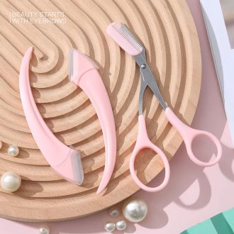 Aparador de Sobrancelhas 3pcs + Comb, Tesoura de Beleza Durável para Modelagem Profissional