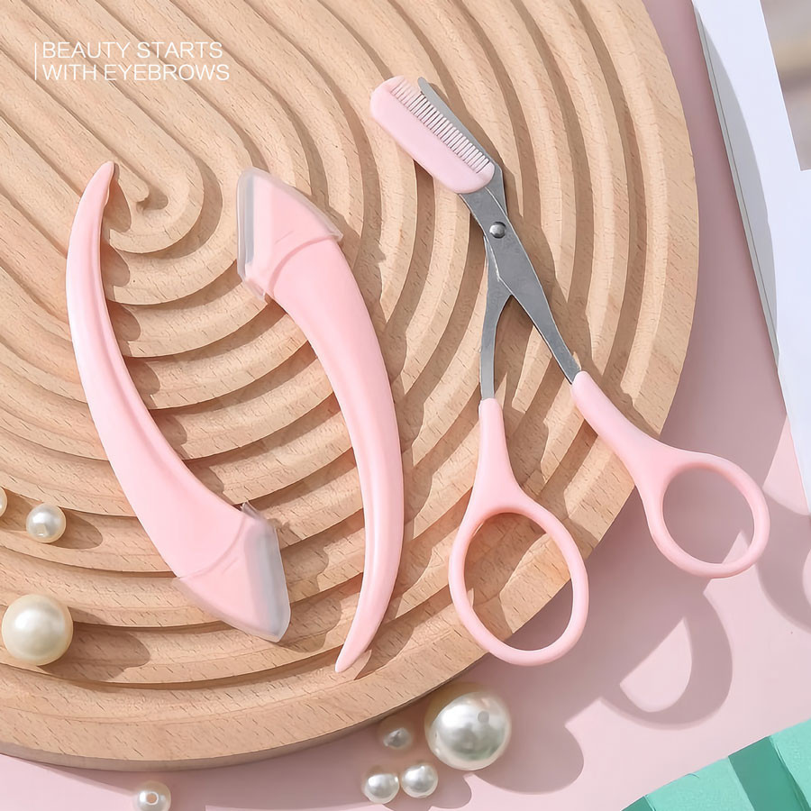 Aparador de Sobrancelhas 3pcs + Comb, Tesoura de Beleza Durável para Modelagem Profissional