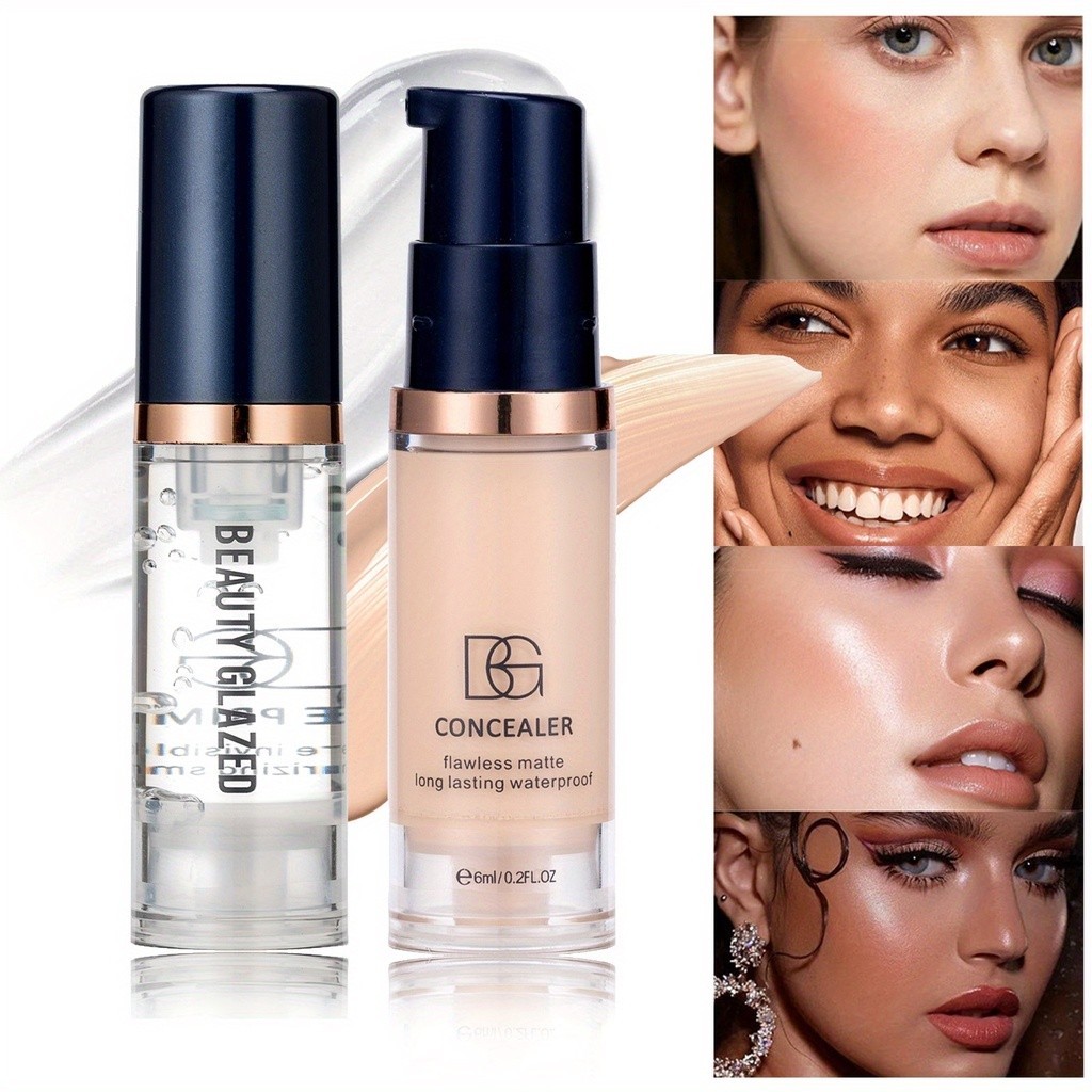 Beauty Glazed Corretivo Líquido Vitrificado De Beleza + Primer Makeu p À Prova D'água Fosco Cobertura Total Invisível Na