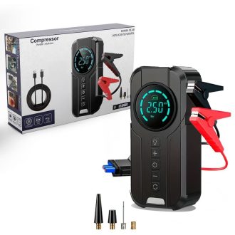 Bomba de Ar Portatil Compressor Inflator Multi-função 4 em 1 PowerBank 8kmah Bateria Calibrador de Carro Auto Pneu