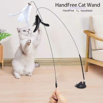 Brinquedo Varinha Gato Passaro Com Ventosa Fixa No Chao