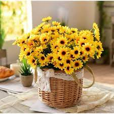 Buquê de Girassol artificial com 24 flores para decoração de casamento, festas, ambientes de casa, trabalho e eventos - FR801413