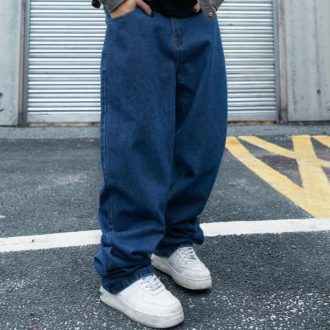 Calça Jeans Balão larga baggy bag boca lara masculina Clara, preta, streetwear, oversized unissex