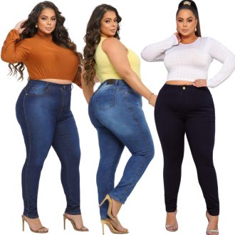 Calça Jeans Feminina Plus Size Cintura Alta Skinny Levanta Bumbum Confortável 44 ao 54