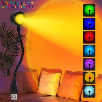 Carregamento USB Luzes Noturnas Suaves Portáteis Fotografia 360 ° Lâmpada De Projeção Do Pôr-Sol Rotativa Luz De Decoração Romântica Para Quarto Café Festa Acampamento