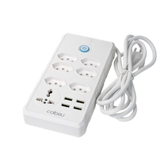 COIBEU Extensão Elétrica 2m/5m 10A Com 6 tomadas de energia 1 tomadas universal 4 USB Bivolt Power 110v/220v