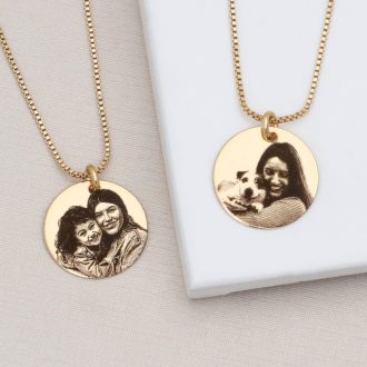 Colar cordão feminino pingente personalizado com foto gravação e nome banhado a ouro 18k presente
