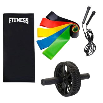 Colchonete Academia Roda Abdominal Elastico Funcional Corda de Pular Treino em Casa Atividade Fisica Musculação