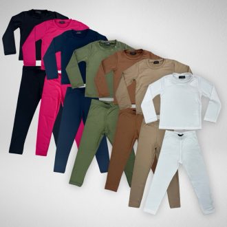Conjunto Roupa Térmica Peluciada Blusa e Calça Segunda Pele Infantil Juvenil Unissex Tamanho 4 ao 14