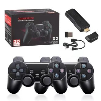 Console Game Stick 4 Life 3D - Preto + 2 Controles Wireless (Com 30000 Jogos)