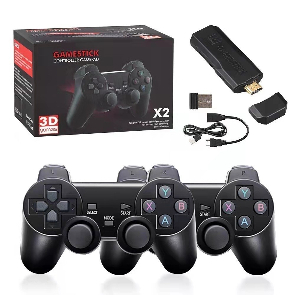 Console Game Stick 4 Life 3D - Preto + 2 Controles Wireless (Com 30000 Jogos)