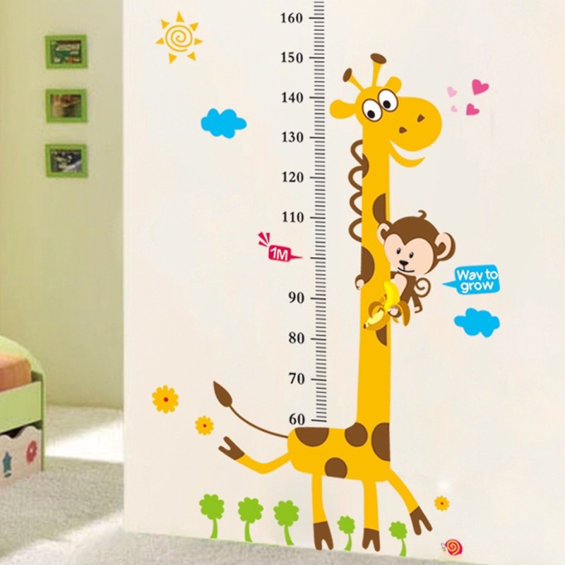 EB Adesivo De Parede Girafa/Macaco Com Medida De Altura Digital/Arte/Decoração DIY