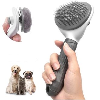 Escova Para Cães E Gatos , Pente Autolimpante Remoção De Pelos De Animais De Estimação , Ferramentas Tosa De Azul Cinza