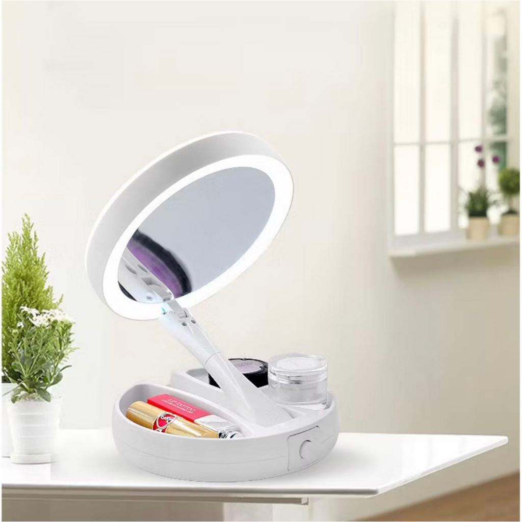 Espelho com Led De Mesa Com Aumento 10x Led luz Dobravel Para Maquiagem Pronta EntregaEspelho com Led De Mesa Com Aumento 10x Led luz Dobravel Para Maquiagem Pronta Entrega