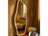 Espelho Flame Moldura Couro e Led Jateado 150cm 170cm Quarto Sala Salão Loja Led Luz Branca e Led Luz Amarela