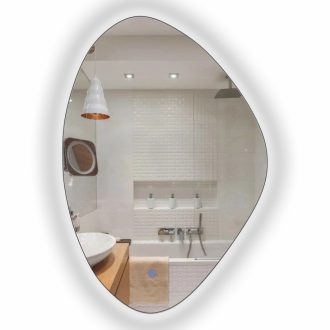 Espelho Orgânico com Led 60cm x 40cm/Espelho com Led Orgânico + Botão Touch Iluminado e Elegante