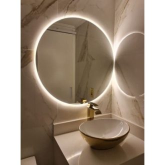 Espelho Redondo Com Led Gigante 90Cm Círculo Portal Luz Fria Led Branco Espelho Grande para quarto Com pendurador Suporte
