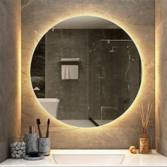 Espelho Redondo Com Led Sem Fio 70cm Promoção led Branco Ou Led Amarelo quente + Sistema Bateria