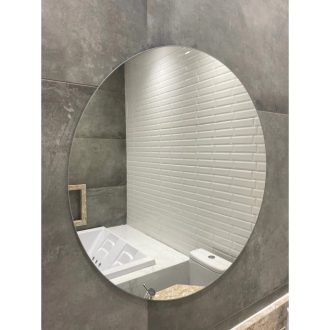 Espelho Redondo Lapidado 60cm Para Sala + Kit Instalação