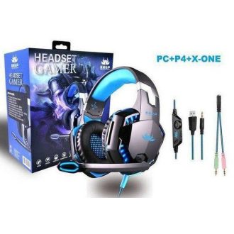 Headset Gamer Surround LED com Microfone Retrátil Cabo P3 + Adaptador p/ P2 Knup KP-455A