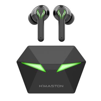 H'maston RS-30 Fone De Ouvido Gamer Sem Fio Bluetooth 5.3 Intra-auricular com Microphone e Luz LED