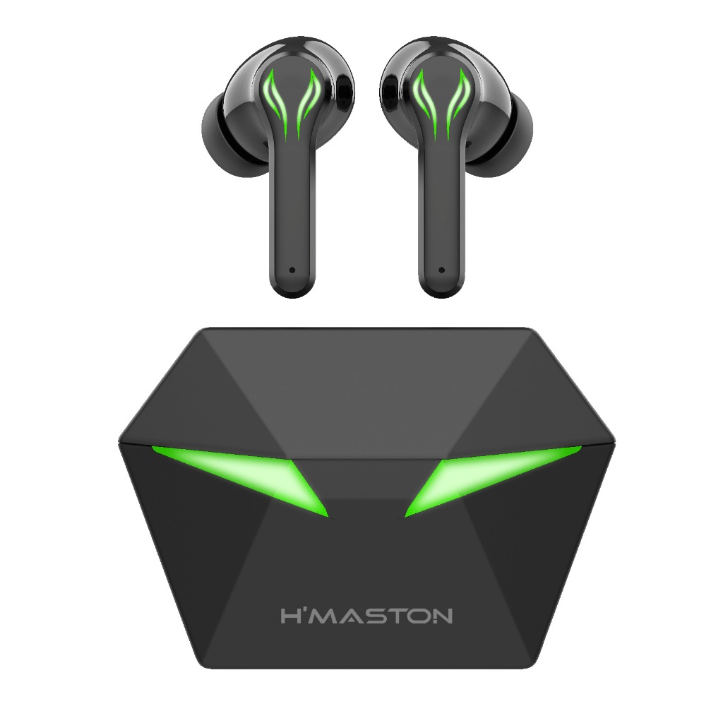H'maston RS-30 Fone De Ouvido Gamer Sem Fio Bluetooth 5.3 Intra-auricular com Microphone e Luz LED