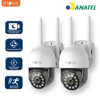 INOVA Kit Câmera de segurança a Prova D'água sem fio gira 360° HD 1080P IP66 APP YOOSEE 110-220V MD-20359