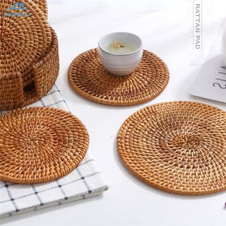 Jogo Americano De Tecido De Vime Redondo Para Mesa / Isolamento Coasters / Item De Mesa Antiderrapante