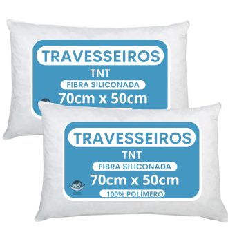 Kit 2 Travesseiro Alto Firme Antialergico 50x70cm extra macio tecido TNT fibra 100% siliconada