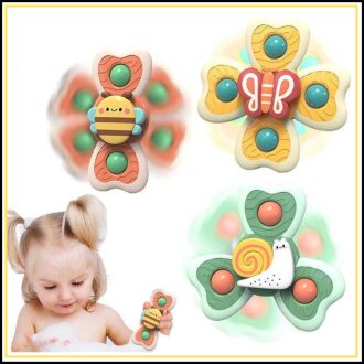 kit 3 brinquedos Ventosas chocalhos Spiner para crianças brincando com água, giroscópios giratórios