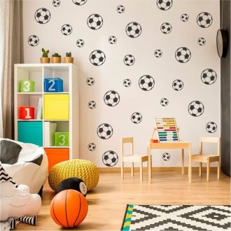 Kit 34 Bolinhas de Futebol Adesivo de Parede Decoração - Preto