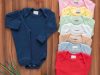 Kit 6 Peças Bebê Pagão Canelado Longo 100% Algodão 3 Body 3 Calças