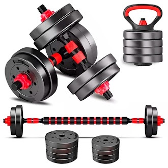 Kit Barras e anilha Halter Academia Treino em casa 6 em 1 musculação