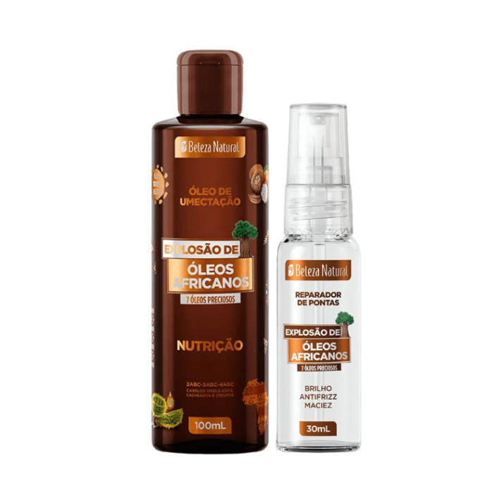 Kit Beleza Natural Óleo de Umectação + Reparador de Pontas Óleos Africanos bn.Explosão