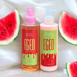 Kit Creme Hidratante Corporal e Body Splash Feminino Melancia - Sweet Meli 200ml cada