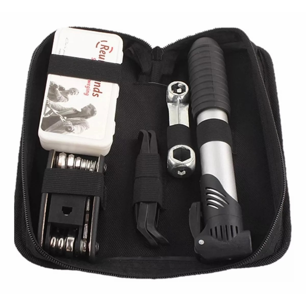 Kit de Ferramentas para Bicicleta - Reparo de Pneu, Bomba de Ar e Bolsa para o Quadro